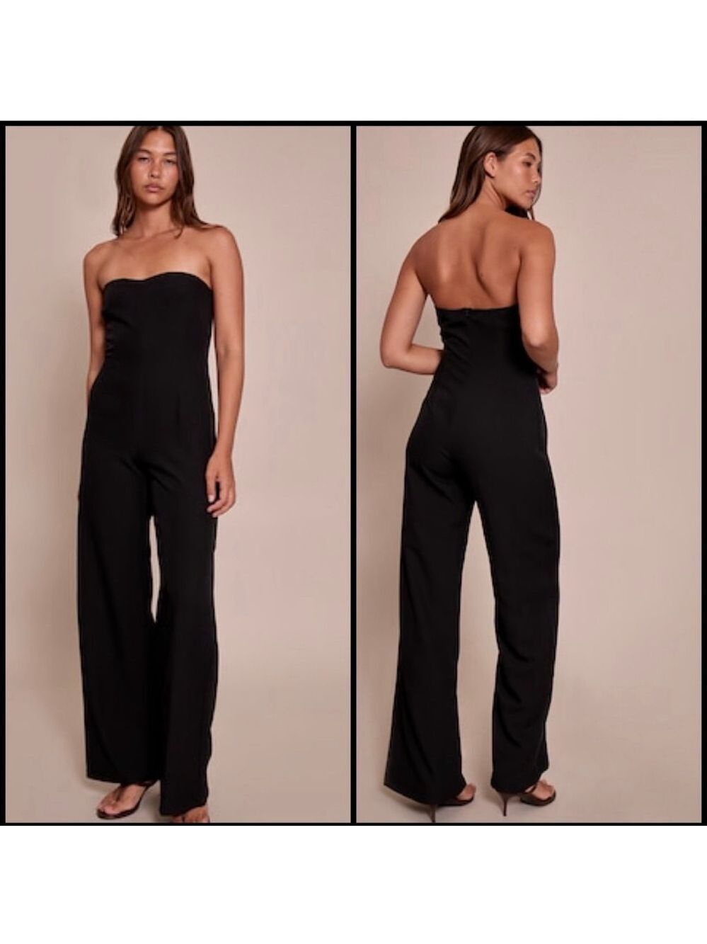 Black Strapless Wide Leg Jumpsuit M
